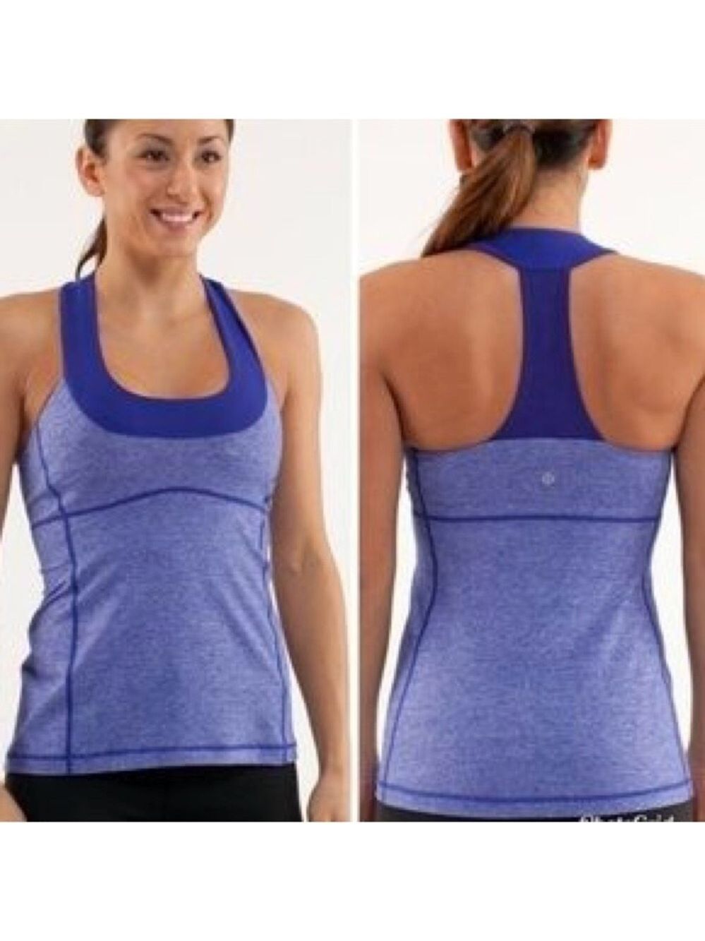 Lululemon blue heathered scoop neck sports tank top Sz 8